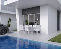 blue pool in front of new villa for sale daya vieja from real estate zebra homes guardamar
