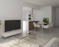 flat screen tv in brght living room of this new villa for sale with zebra homes real estate guardamar