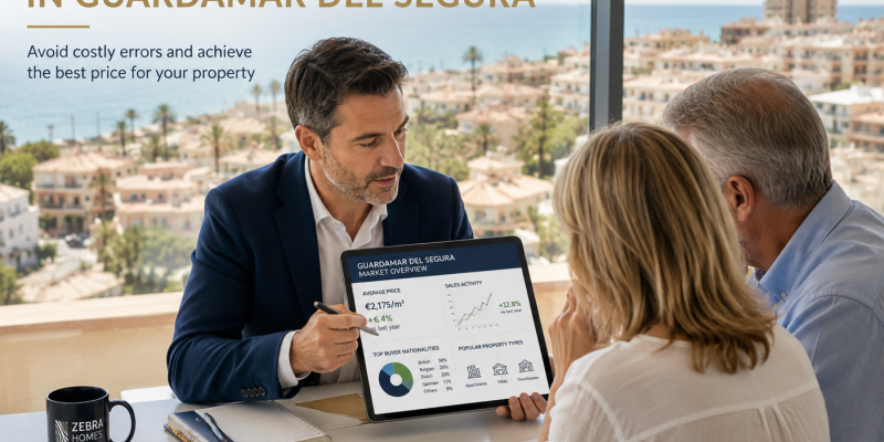 agent talking to clients about selling their property in Guardamar del Segura