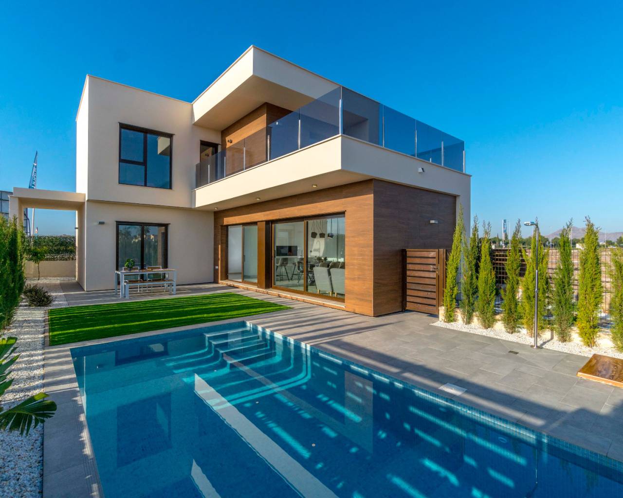 luxury golf villa with blue sky and blue pool for sale roda golf